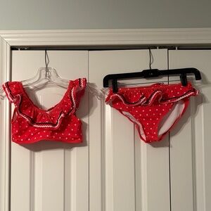 Janie & Jack Girls Red Ruffle Star Bikini Set
